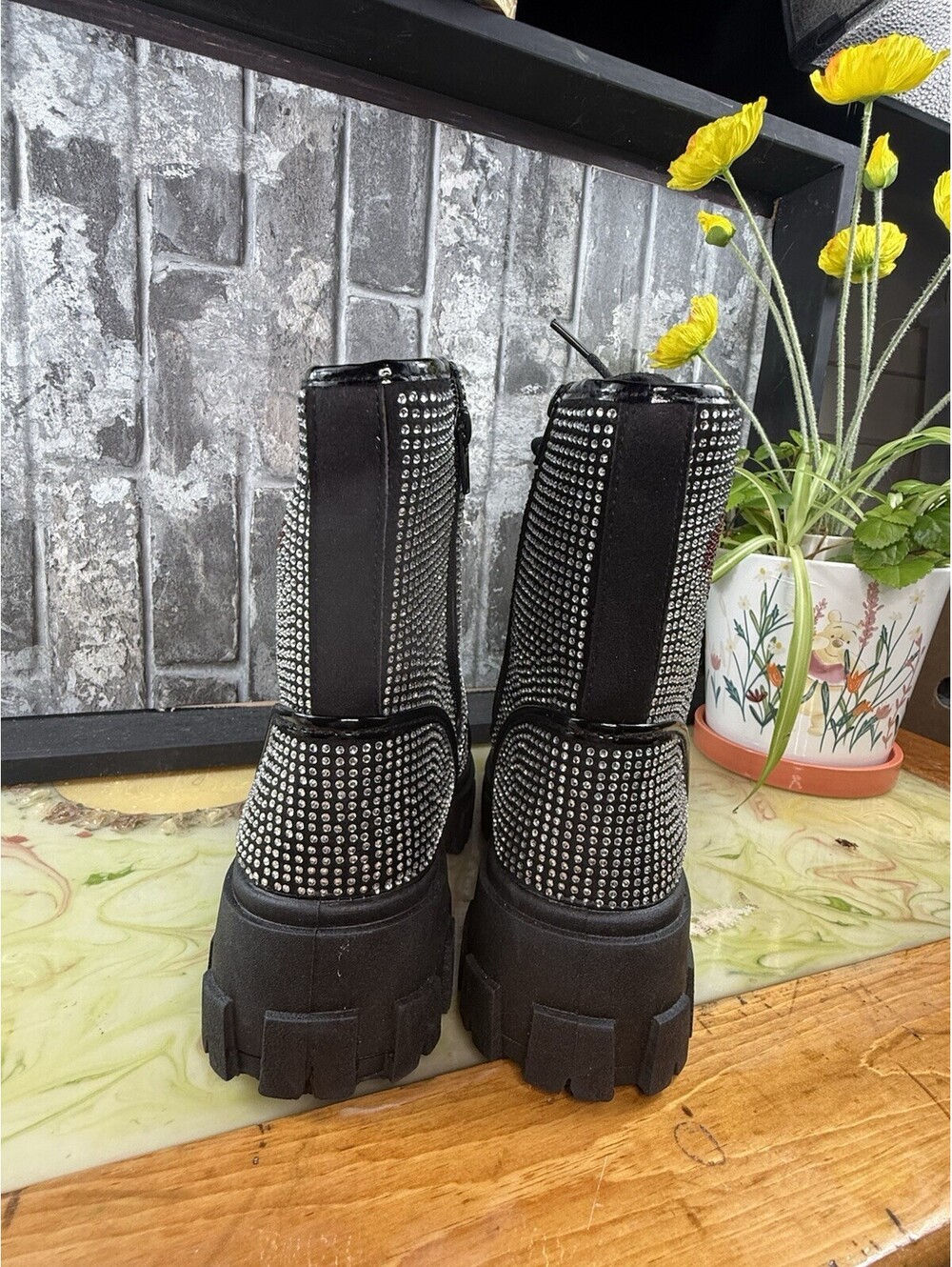 True Religion GEE Studded Combat Ankle Boots Lace-Up Zip Platform Logo 7 - Picture 9 of 15